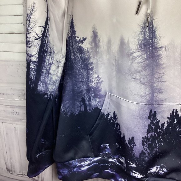 Woods Forest Print Sweatshirt Hoodie XXL - Picture 3 of 7
